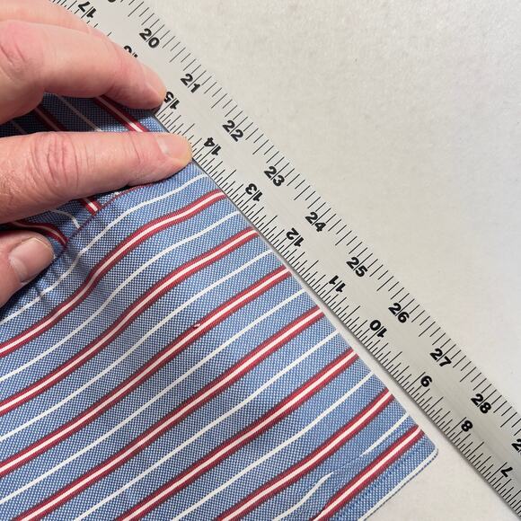 Pink Thomas Pink Prestige Button Shirt Men 17.5 35.5 FRENCH CUFF Blue Red Stripe - Picture 12 of 13